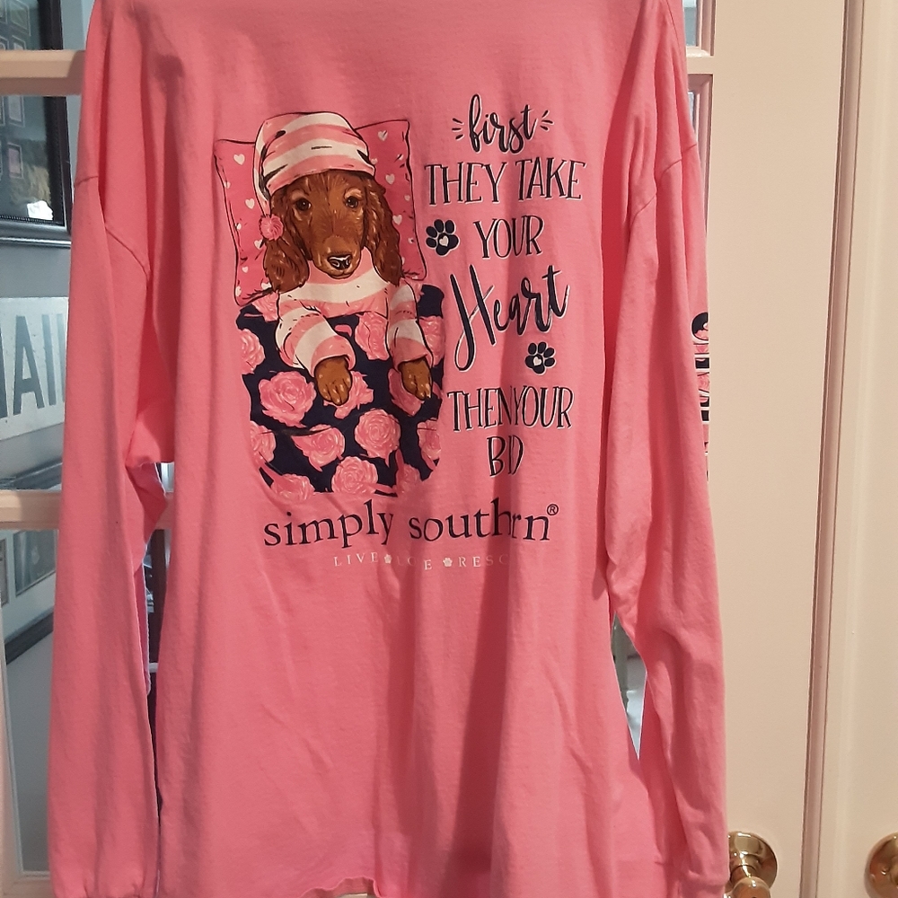 Simply Southern LS Tee for the dog lover. Size XXL. Round neck.